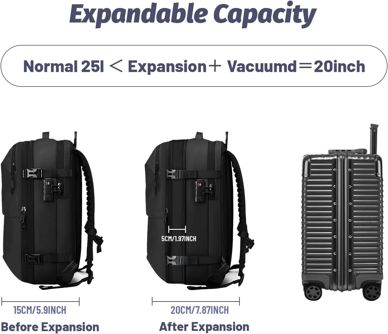 Airpack Expandable Vacuum Backpack with Anti-Theft Lock - Perfect for Travel and Everyday Use