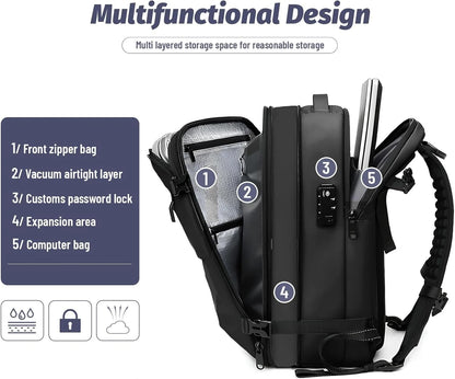 Airpack Expandable Vacuum Backpack with Anti-Theft Lock - Perfect for Travel and Everyday Use